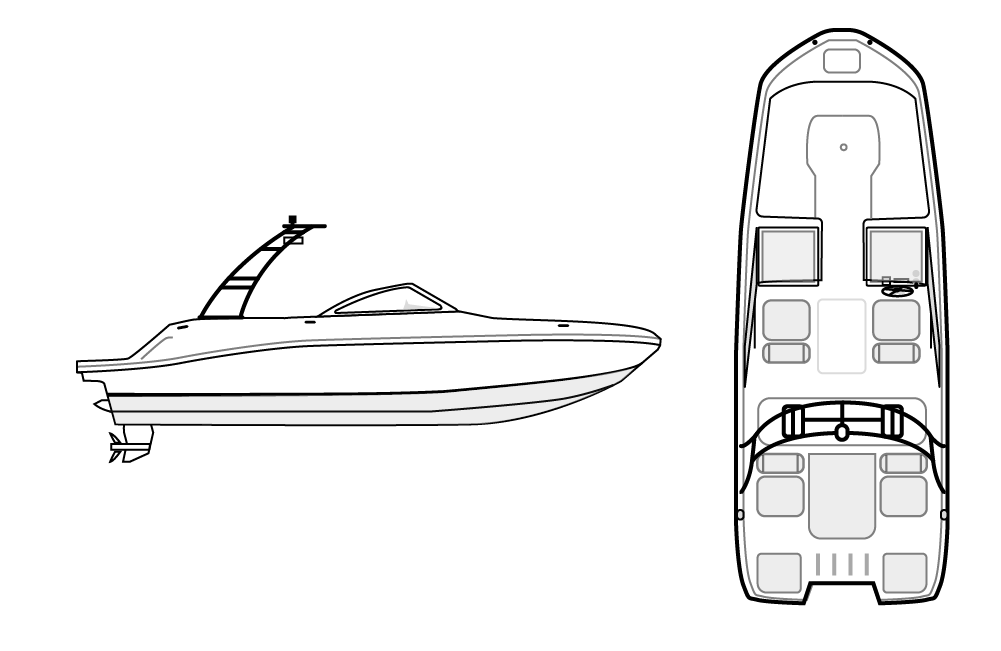DECK BOAT with Modern Arch Wake & Ski Tower 